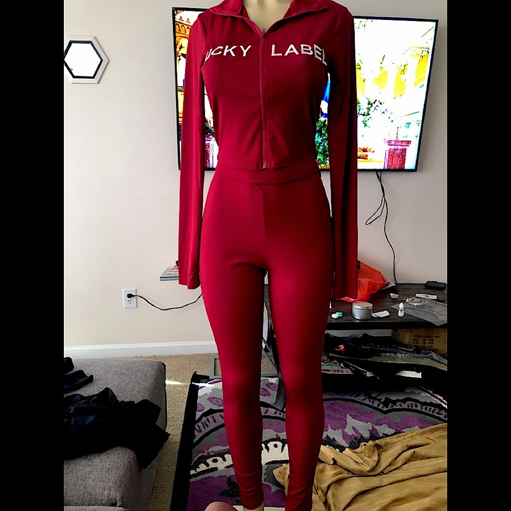 2 piece legging set Black Label also velvet stacks